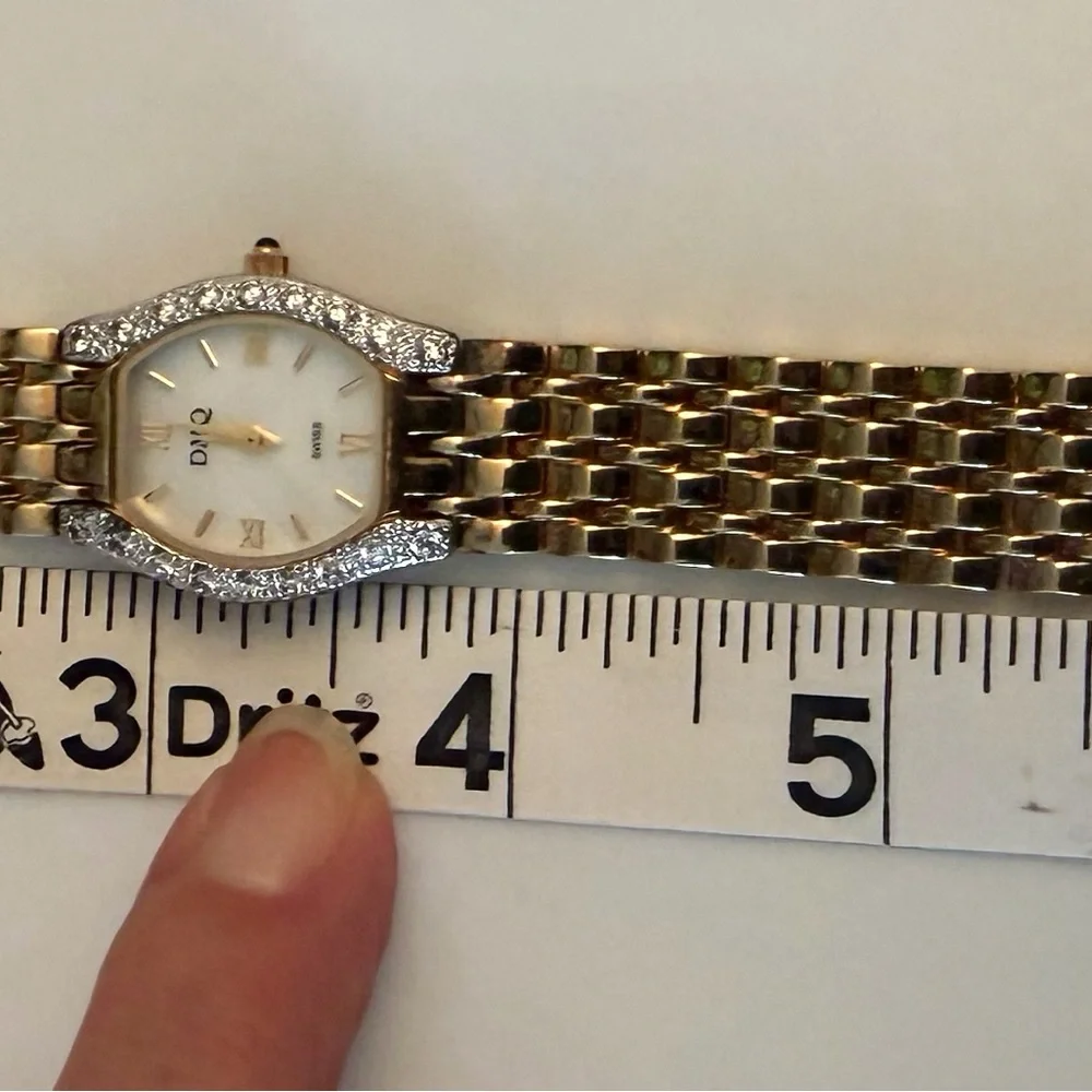 Gold Tone Women's Swiss Watch with Clear Crystal Accents